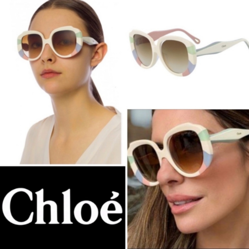 NWT Authentic Chloe CE748SA 160 Pastel Rainbow Sunglasses 52-20-140